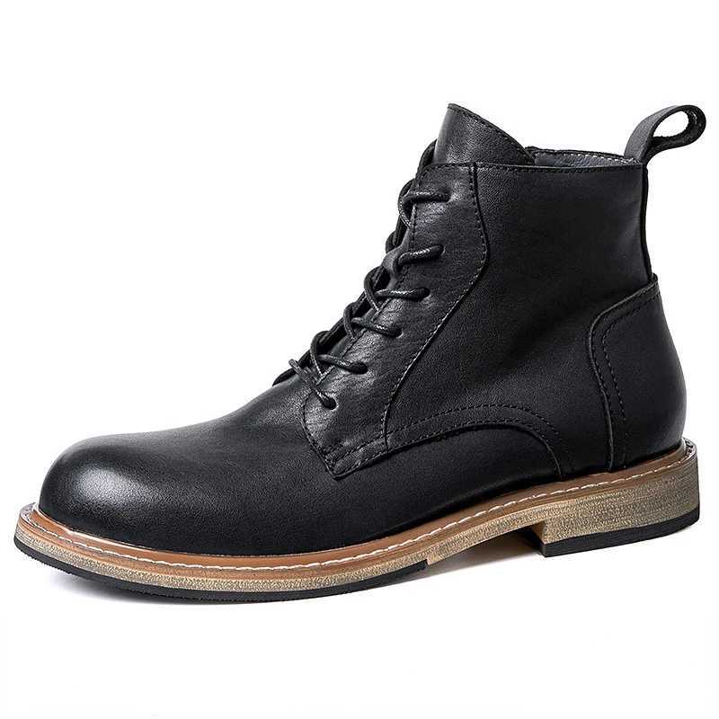 mens leather boots luxurious handmade high-quality British style comfortable ankle black business social shoes mens size 44 Z250303