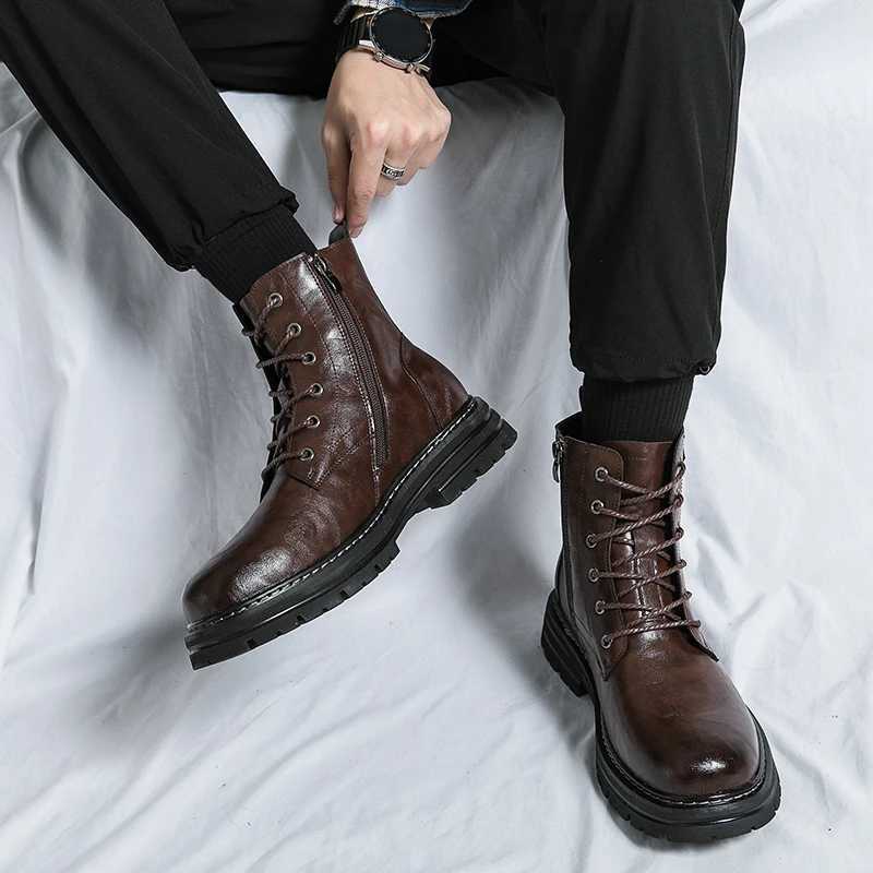 Genuine Leather Handmade Luxury Designer Brand Chelsea Dress Cowboy Man Shoes for Men Casual Business Boots Ankle Boots Footwear Z250303