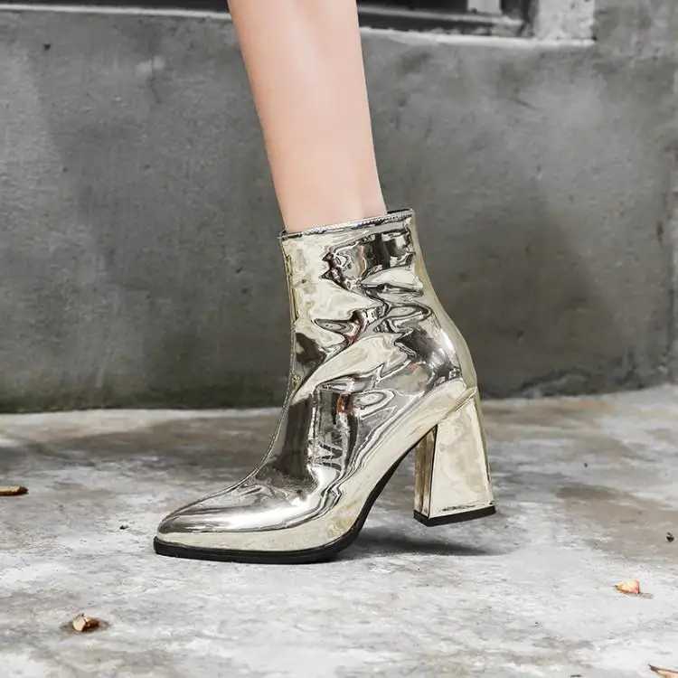 White ankle boots silver dot boots womens luxury designer zipper low point autumn rock 2025 womens fashionable rubber shoes Z250303