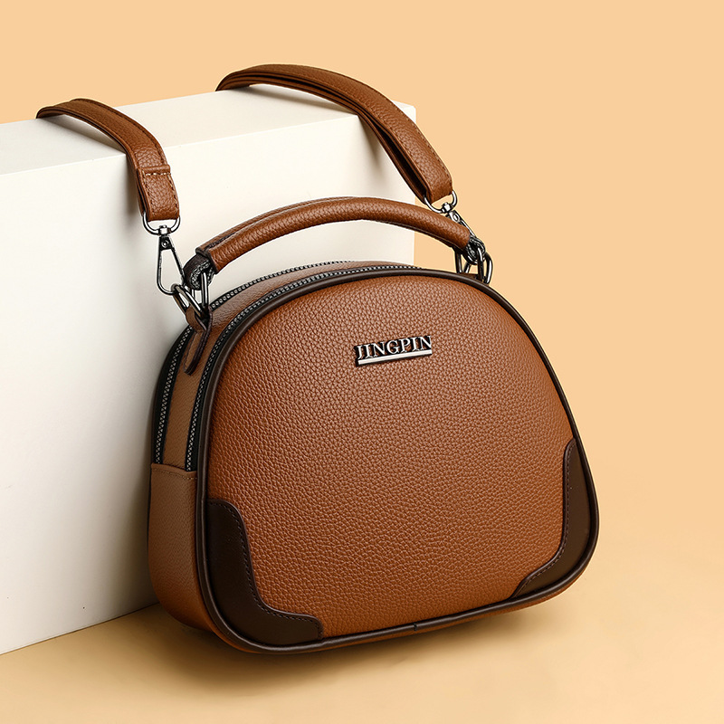 Designer 2025 New Fashionable Casual Soft Leather Sloping Women's Handbag Multifunctional Shell Large Capacity Shoulder Bag