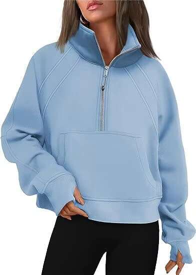 New Stand Collar Long Sleeve Zipper Pullover Women's Fashion Casual Hoodies For Women