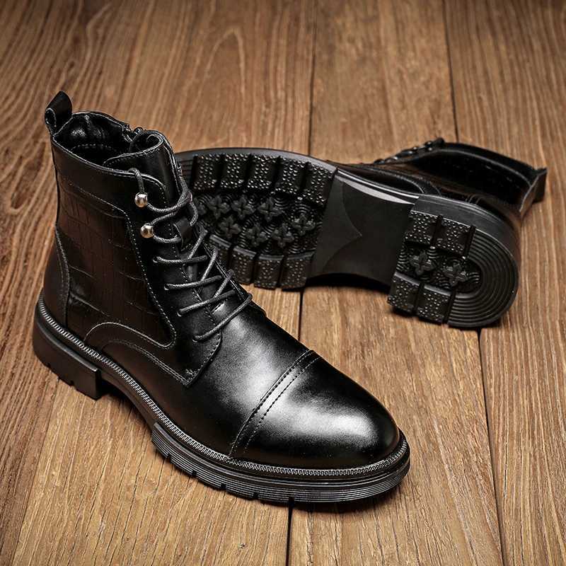 Mens Chukka Boots Waterproof Leather Casual Lace Up Ankle Oxford Boots Daily Dress Shoes For Men Z250303