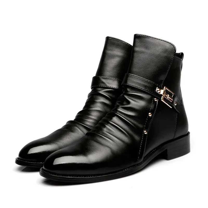 Luxury Mens Chelsea Boots Fashion Pointed Toe Mens Boots High Quality Business Casual Shoes Leather Men Motorcycle Boots Z250303