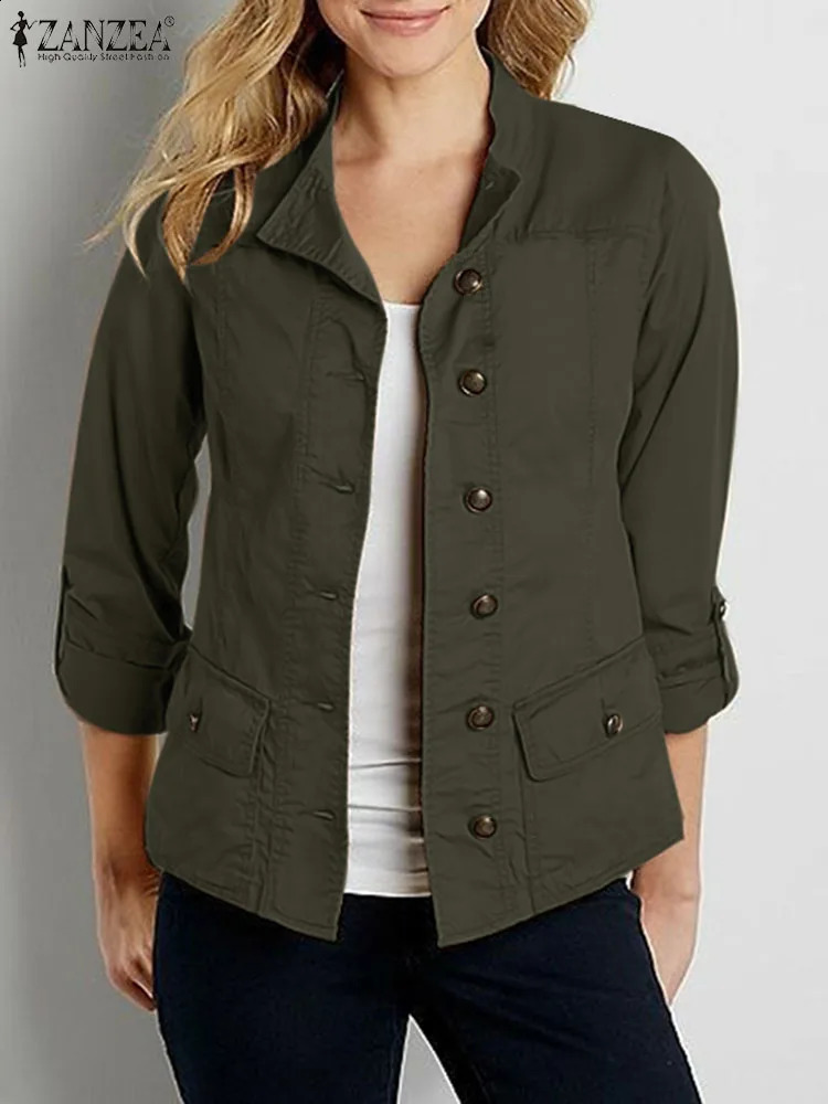 ZANZEA Fashion Woman Long Sleeve O Neck Outwear Vintage Autumn OL Jackets Casual Party Jacket Elegant Button Thin Coats 250228