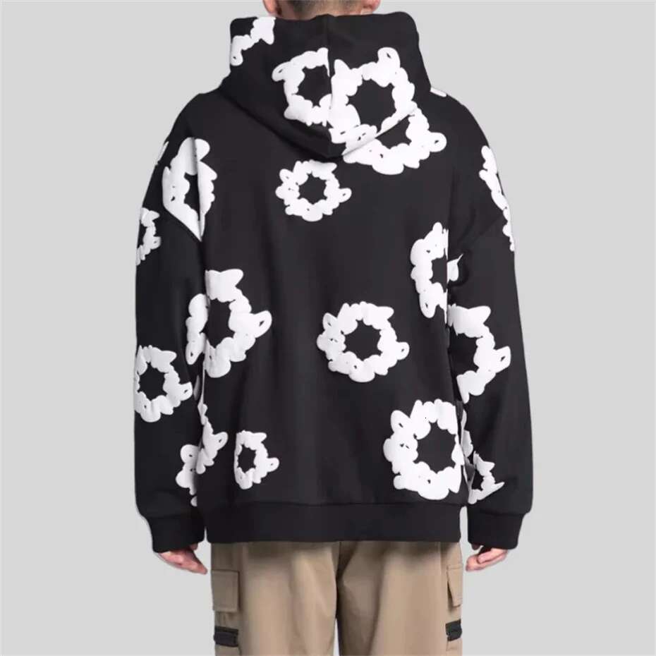 Hip Hop Fleece Hoodie Sweatshirt Streetwear Ral Print Graphic Hooded Pullover Men Black Haruku Cotton Unisex Hoodies