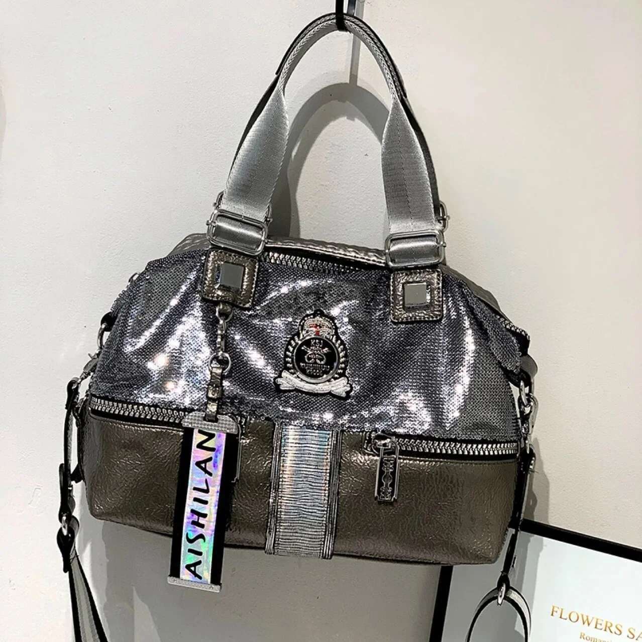 Large Capacity Handbag Female 2024 New Trend High-Grade Fashion Sequins Messenger Bag Designer Casual Tote Shoulder Bags