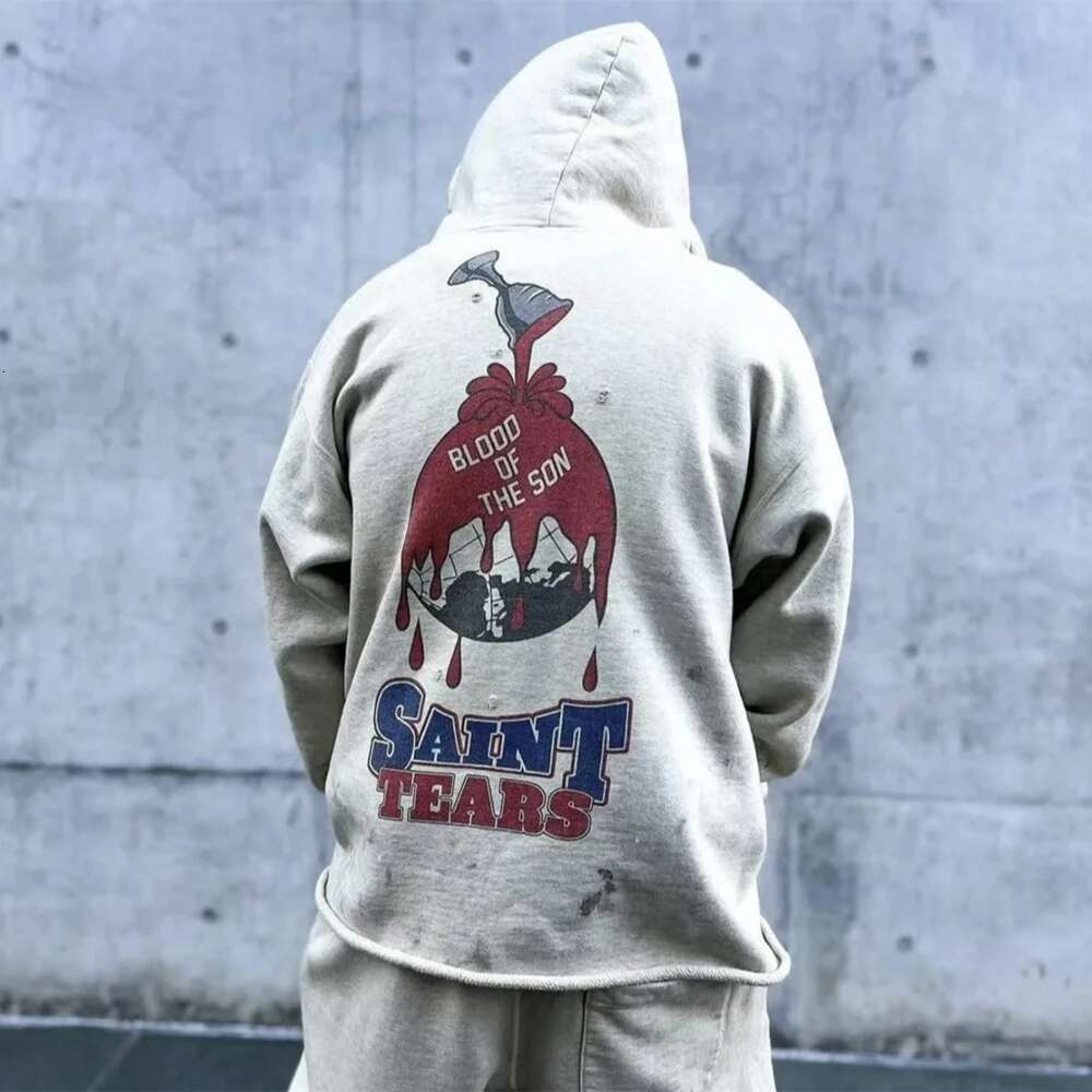 Yao Fashion SAINT OF MICHAEL Joint Design Suit Fleece Hooded Pullover Hoodies Streetwear Oversize Vintage Sweatshirt For Men
