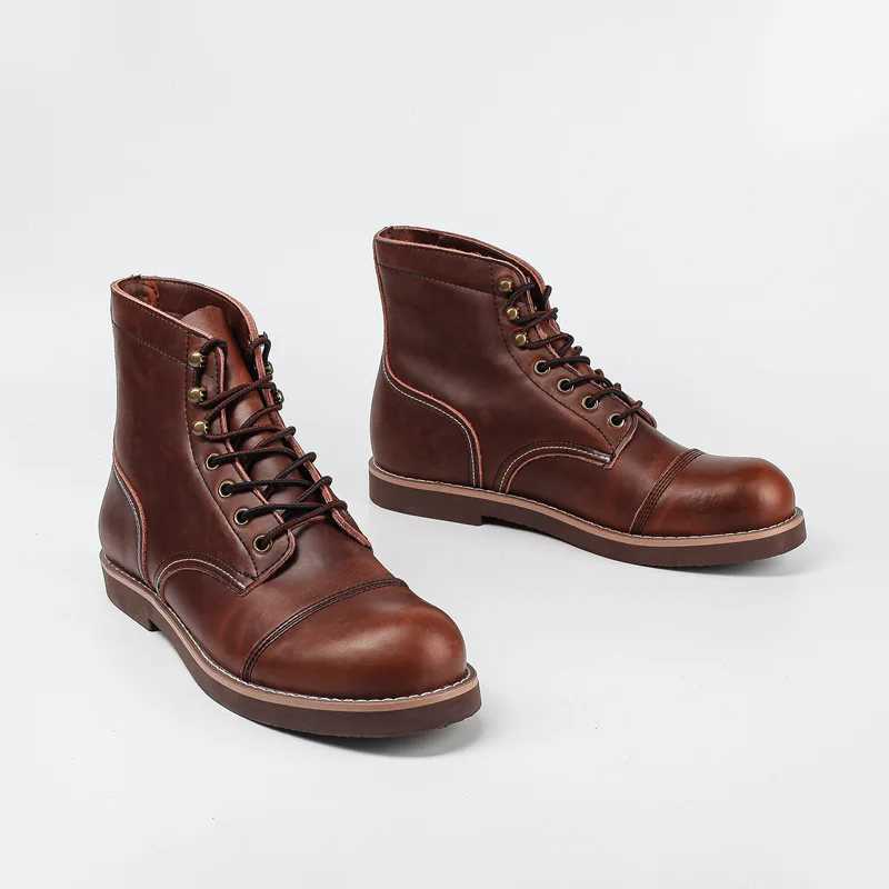 New Large Size Male Shoes Spring Round Toe Men Boots Casual Design Boots Vintage Fashion Motorcycle Boots Outdoor Boots a056 Z250303