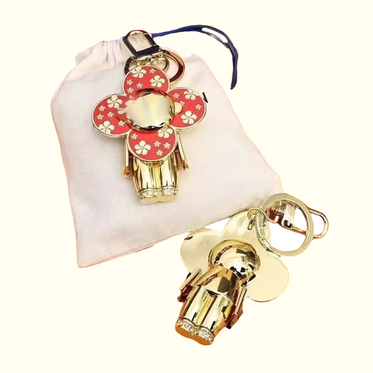 High quality keychains lady designer key chain wallet luxury key ring designer bag charm flower metal purse charms birthday present couple ho0115