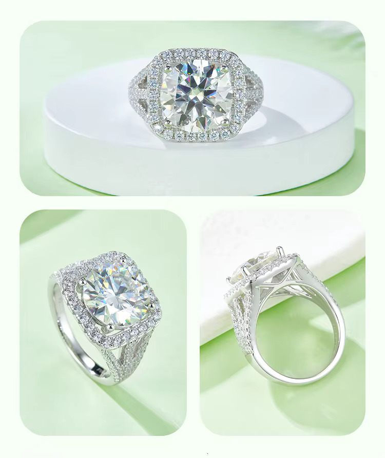 Classic With 5.0CT D White Moissanite Ring for Women