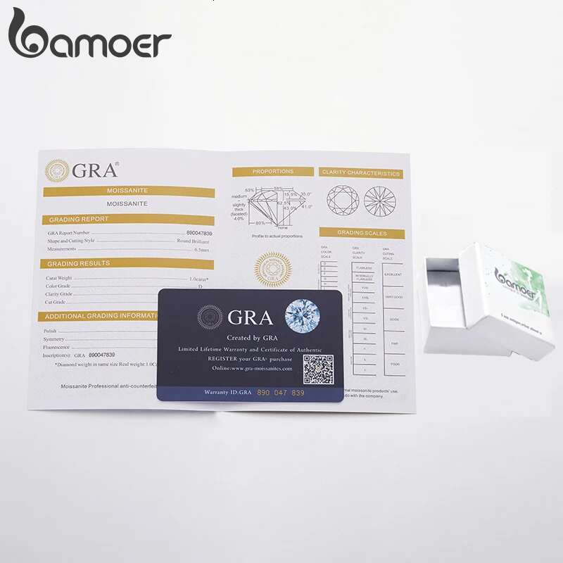 BAMOER Moissanite Earrings for Women Solid Sterg Sier Heart Prong 2CTW D VVS1 Lab Dias Sparkg Wedding Jewelry