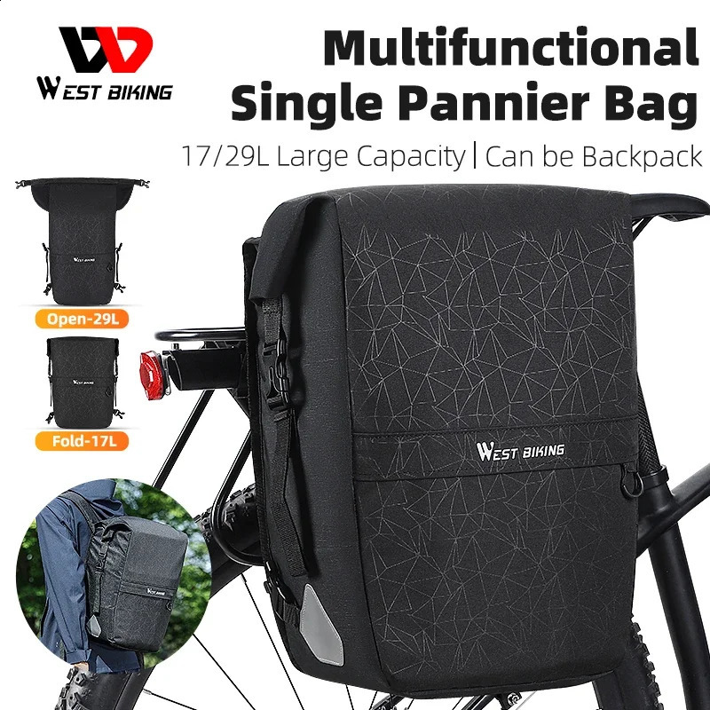 Ship from US Multifunctional Bike Pannier Bag 1729L Expandable Cycling Backpack Cargo Quick Release Rear Side Bag 250228FBB