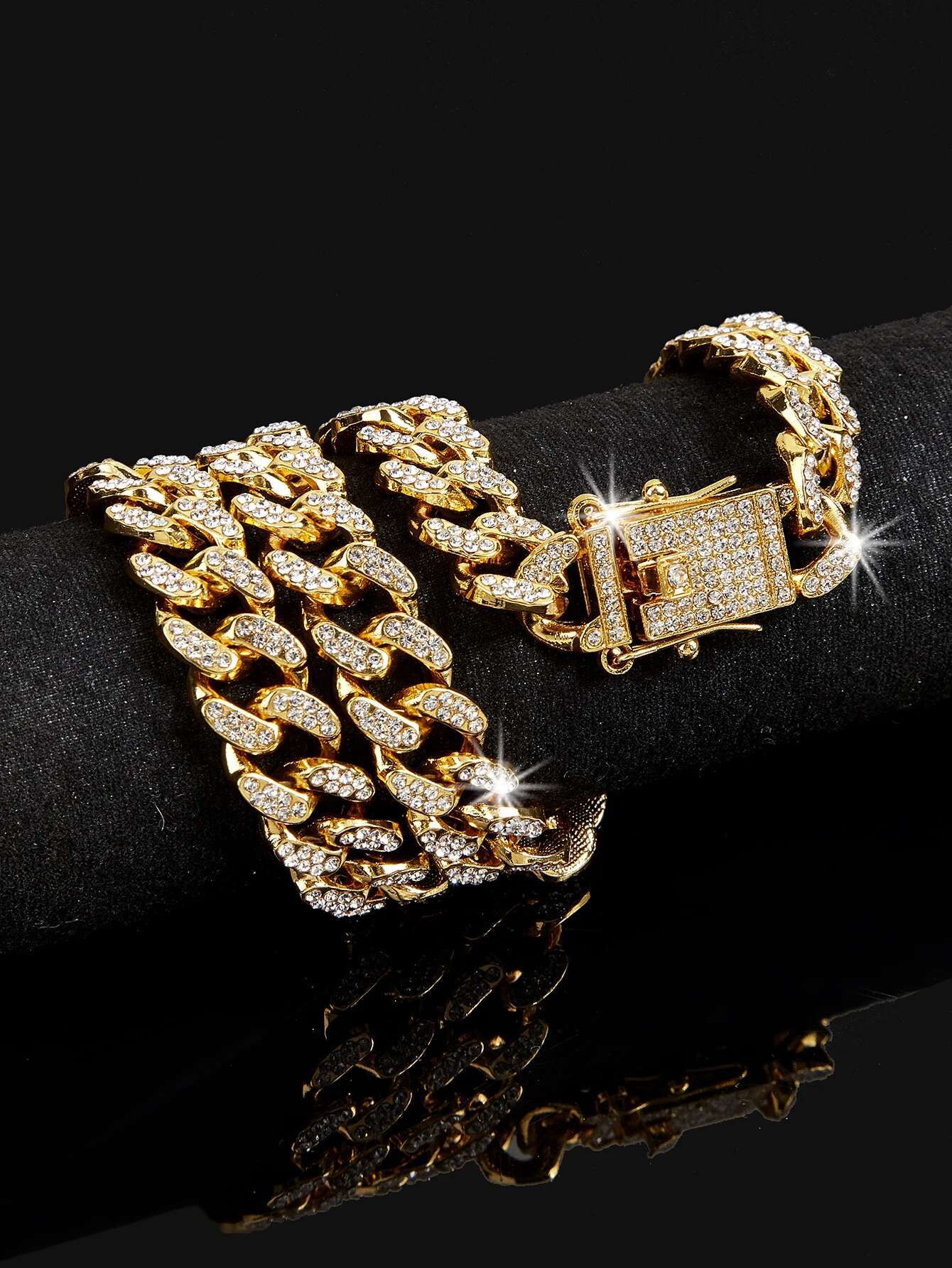 Hip Hop Miami Cuban Chain Necklace 13mm Iced Rhies Shimmering Rap Jewelry Gift For Men