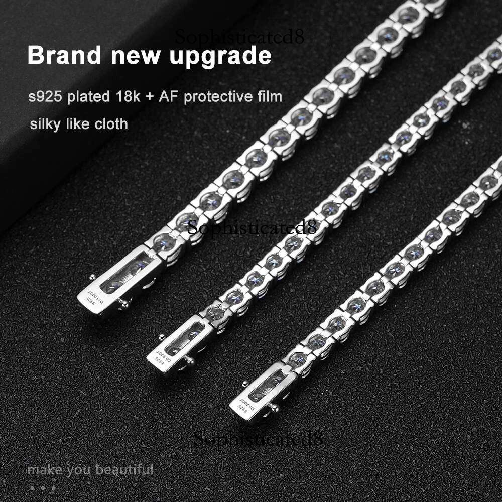 KNOBSPIN D VVS1 Moissanite Tennis Bracelet Original s Sterg Sier Plated White Gold with GRA Bracelets for Women Man