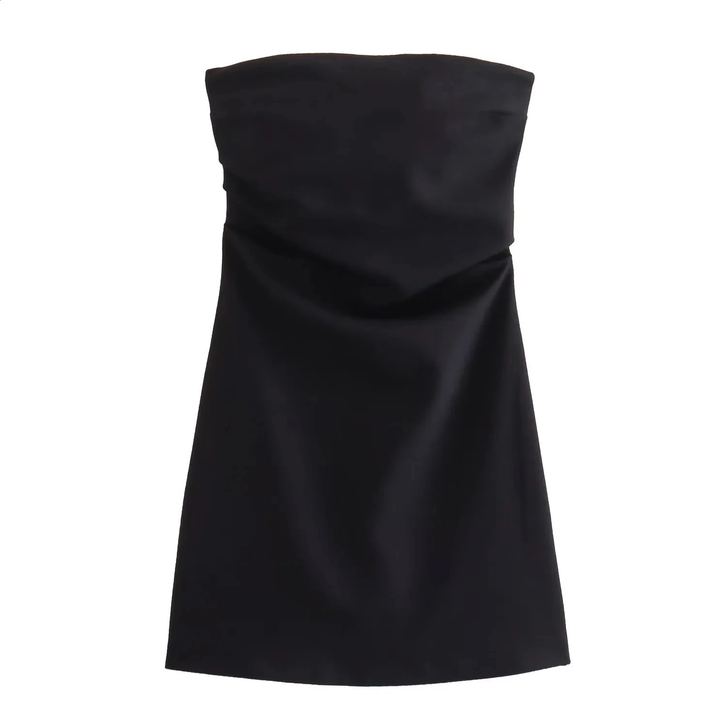 TRAF dress womens off shoulder tight corset short sleeved strapless blue black and white sexy party 250228