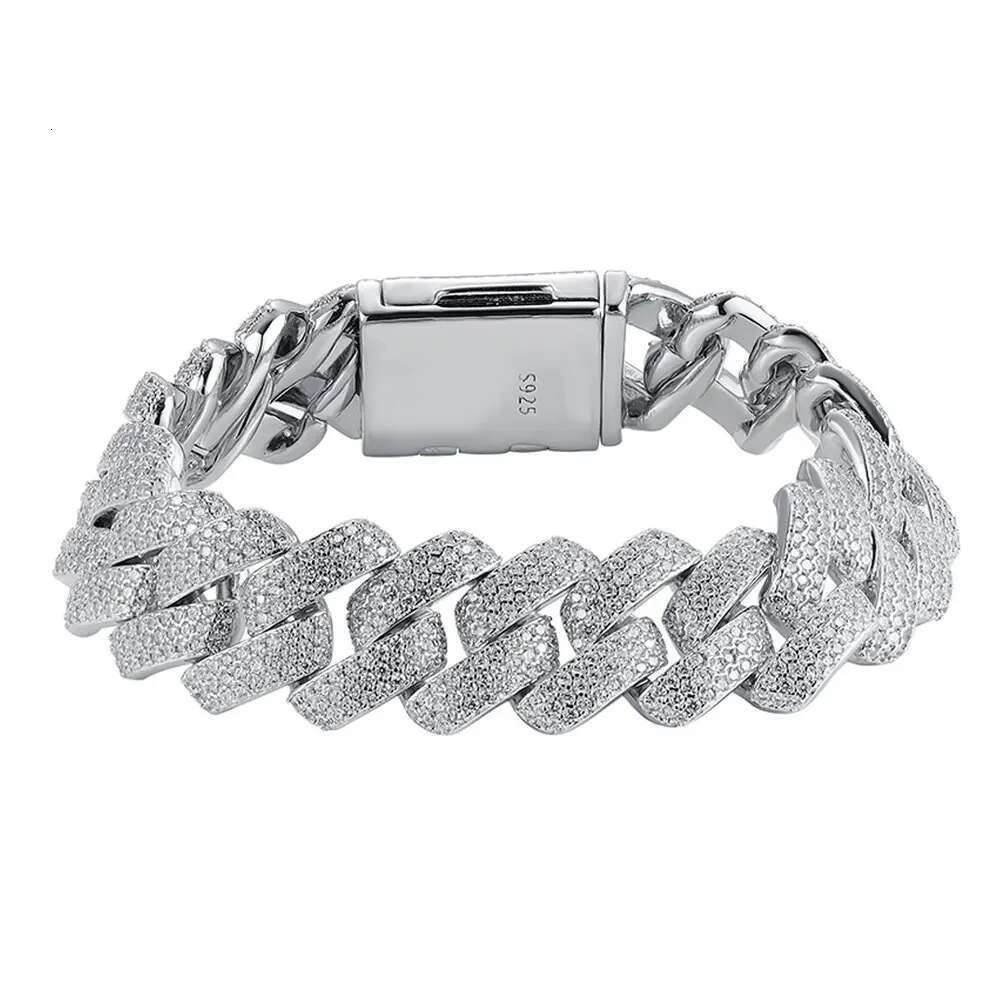 KNOBSPIN D VVS1 All Moissanite Cuban Bracelets for Women Man Hip Hop Party Fine Jewelry with GRA s Sterg Sliver Bracelet