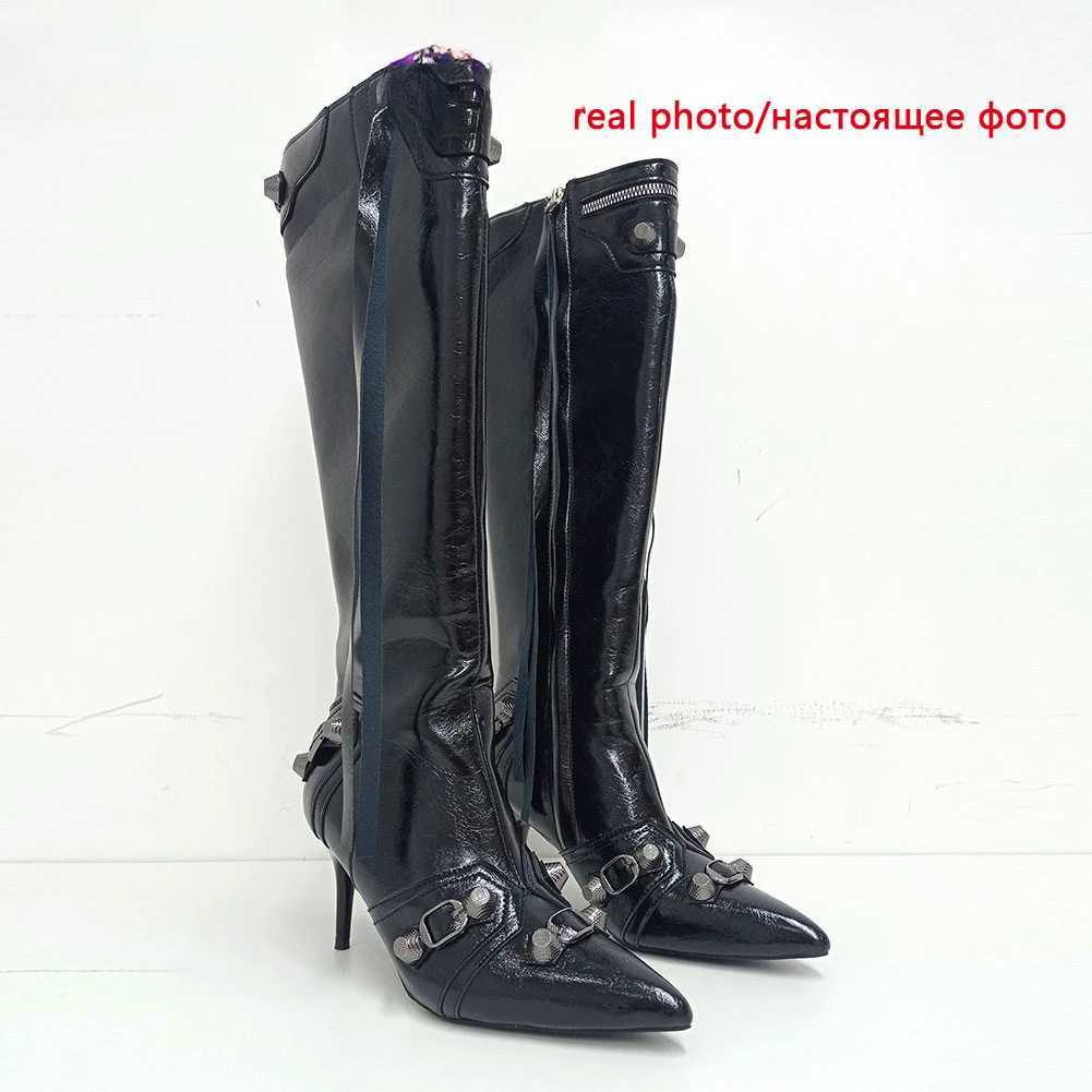 Sexy Knee High Boots 2024 Winter Boots Brand Design Super High Thin Heels With FAshion Cool Women Shoes Big Size 46 Z250303