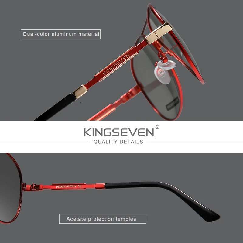 KINGSEVEN Brand 2024 Aluminum magnesium Polarized Men Sunglasses Vintage Square Metal Frame Male Sun Glasses Driving