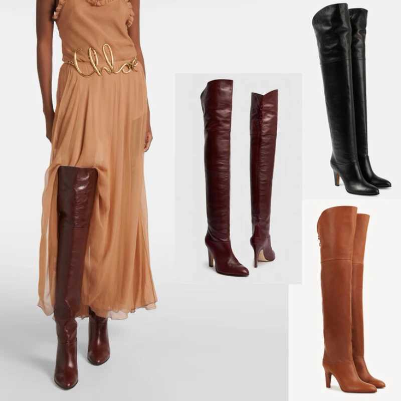 European and American Fashion High Heels Over The Knee Fashion Show Boots for Women Autumn and Winter Strap Knight Boots Z250303