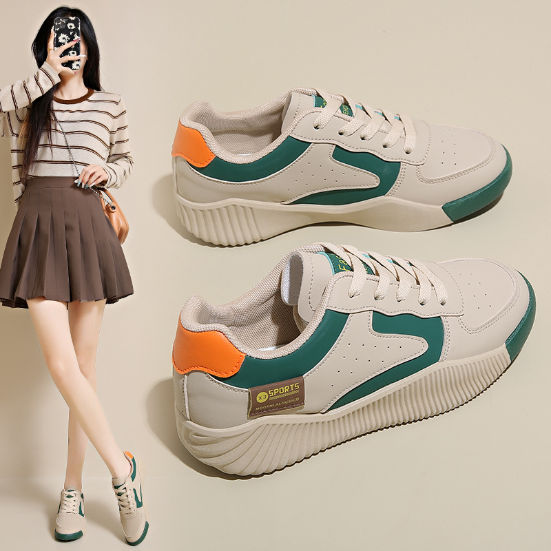 2025 Season Designer s New Breathable White Shoes With Multifunctional Thick Sole And Height Increasing Sports And Leisure Board Shoes