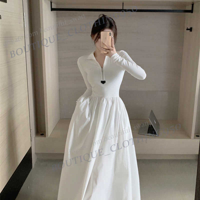Luxury designer Basic Casual Dresses Womens Advanced black square neck dress for women autumn wear new design waist cinching temperament long sleeved skirt