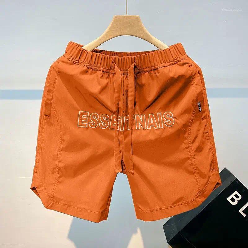 Men's Shorts Embroidered Quick-Drying Fashion Brand Ins Ice Silk 5 American High Street Sports Summer Thin Pants