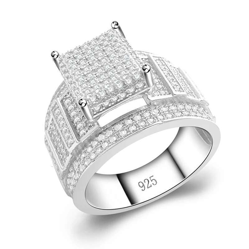 SierMax Hip Hop Full Moissanite Dia for Best Gift s Sterg Sier Jewelry Rings For Men Free Shipping