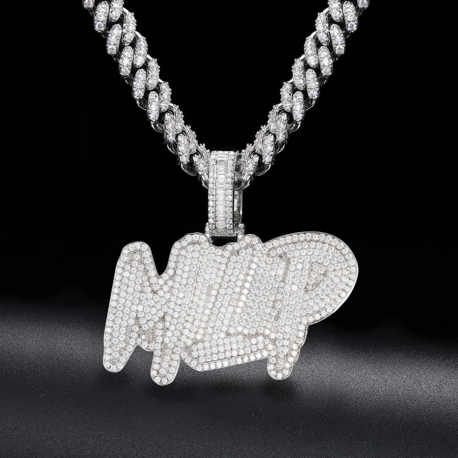 High Quality Custom Styles Letter Sier Moissanite Iced Out Pendant For Men Hip Hop Jewelry Gifts