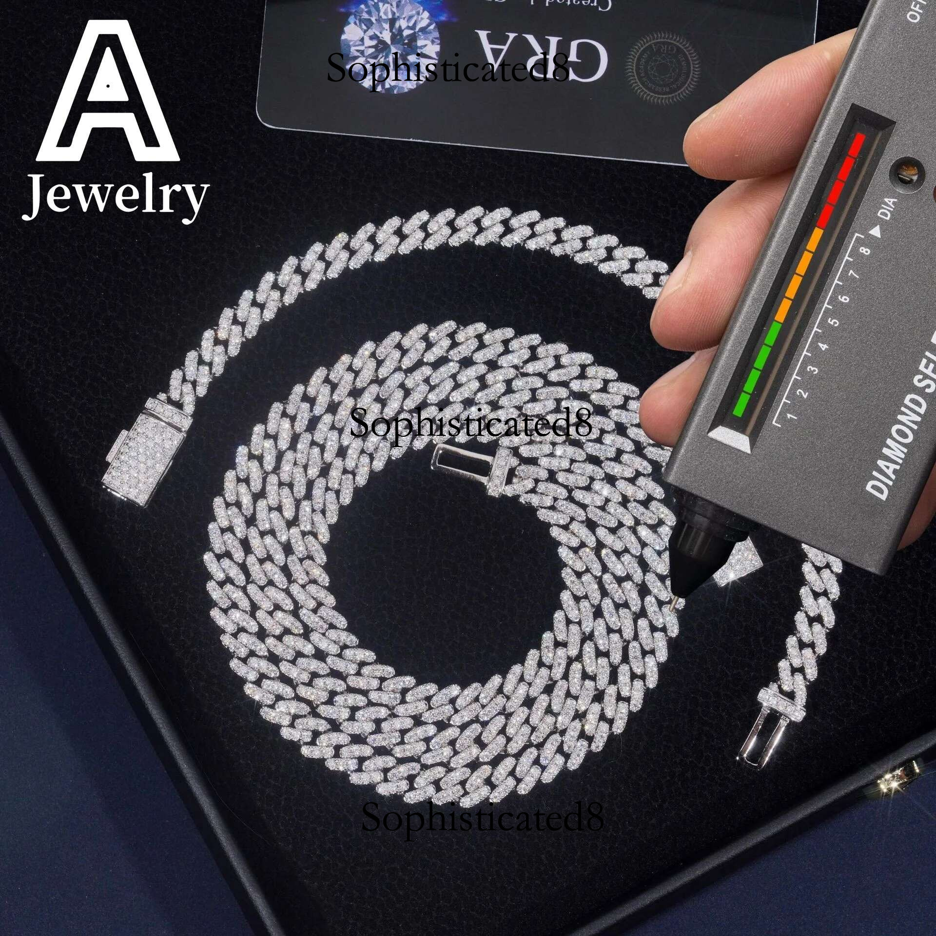 6mm Dia Iced Out Cuban k Chain Sterg Sier Moissanite Hip Hop Jewelry Necklace Bracelet