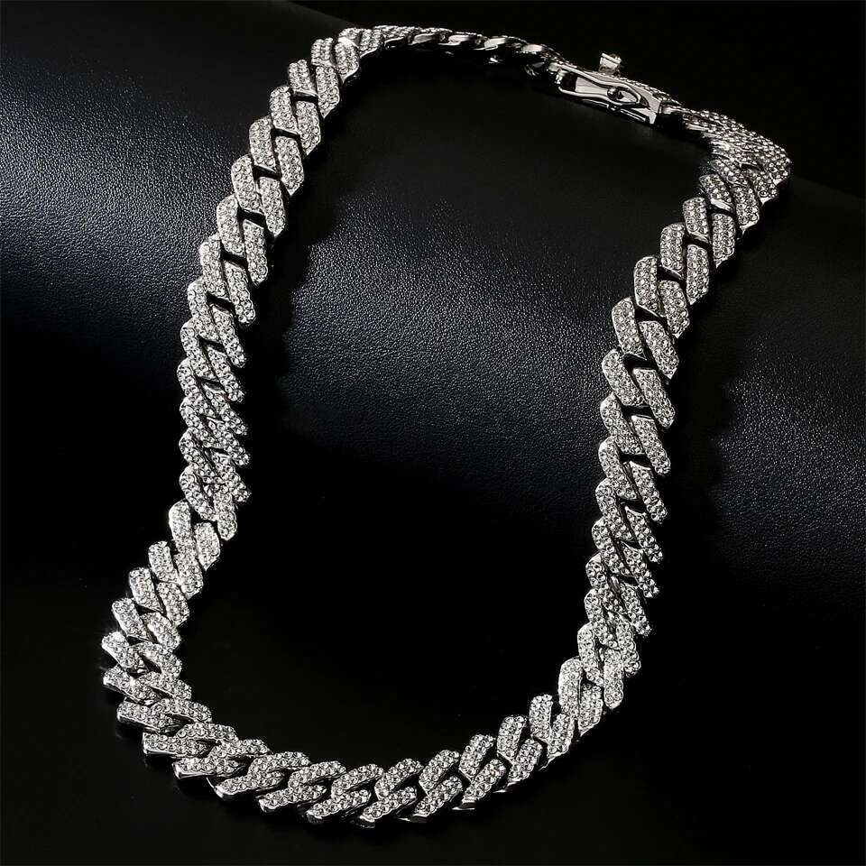 ZAKOL Hip Hop Iced Out Bg Necklace For Men Women 13mm Width Miami Cuban Chain Necklaces Fashion Jewelry