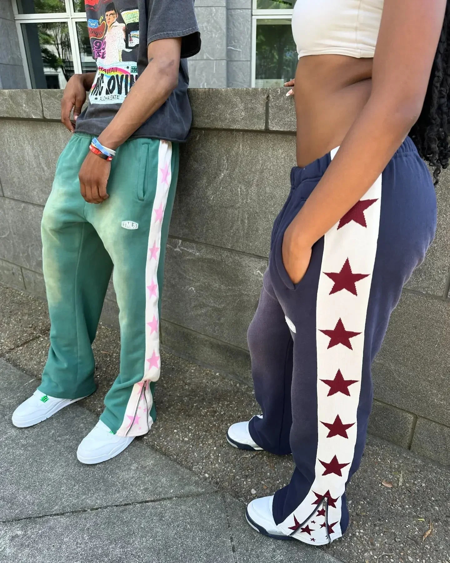 American Trend Striped Side Zipper Elastic Waist Wide-Leg Pants Mens Y2K Harajuku Hip-Hop Joker Casual Sweatpants 250411