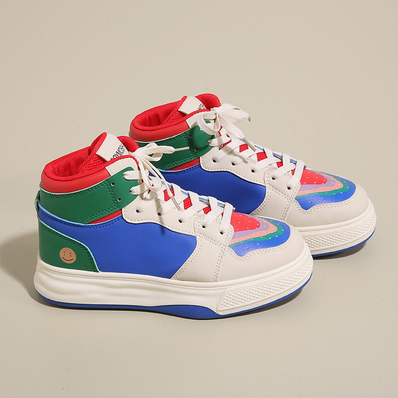 2025 Designer s New High Top Mandarin Duck Color Thick Sole Height Increasing Multifunctional Sports And Leisure Board Shoes