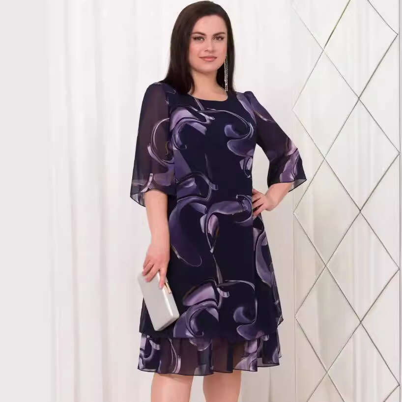 Printed Chiffon Dress with Versatile Style, New Trendy Clothing in 2025 Ins