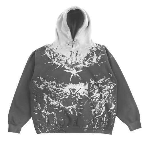 Punk style women's autumn winter new top with personalized pattern printing, loose and comfortable pullover hoodie batch
