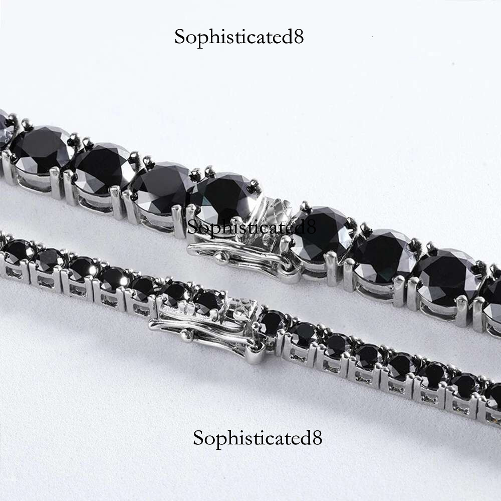 3/4/5/6.5mm Black Full Moissanite Tennis Necklace GRA Certified Sterg Sier Hiphop Neckchain Jewelry Pass Dia Tester