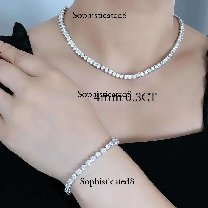 Classic 3 Claw Moissanite Tennis Necklace For Women Men S Sterg Sier Engagement Dia Neck Chain Wedding Jewelry Gifts