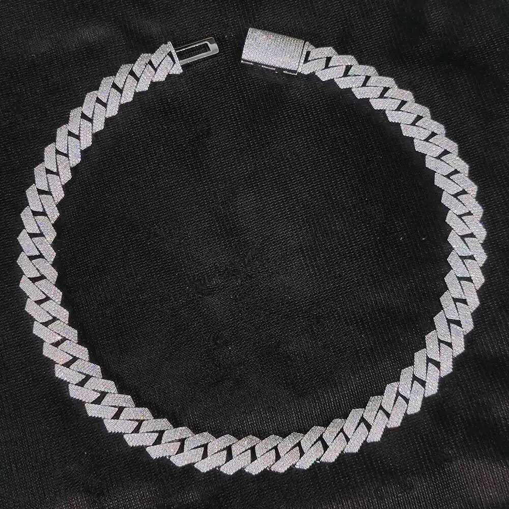 HHIOK Hip Hop Men's 15mm 4Rows Dia Chain Sier/Gold Plated Cuban k Iced Out Bg Zircon Necklace Jewelry