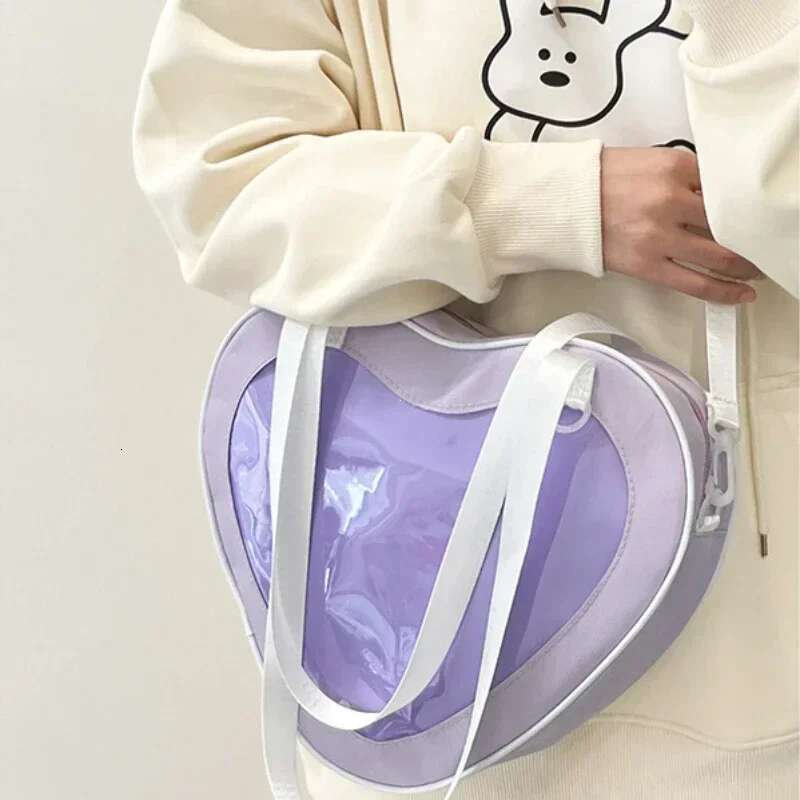 Love Heart Design Itabag Women 2025 New Transparent Crossbody Bags Purses And Handbags Ita For Girls JK Uniform Bag