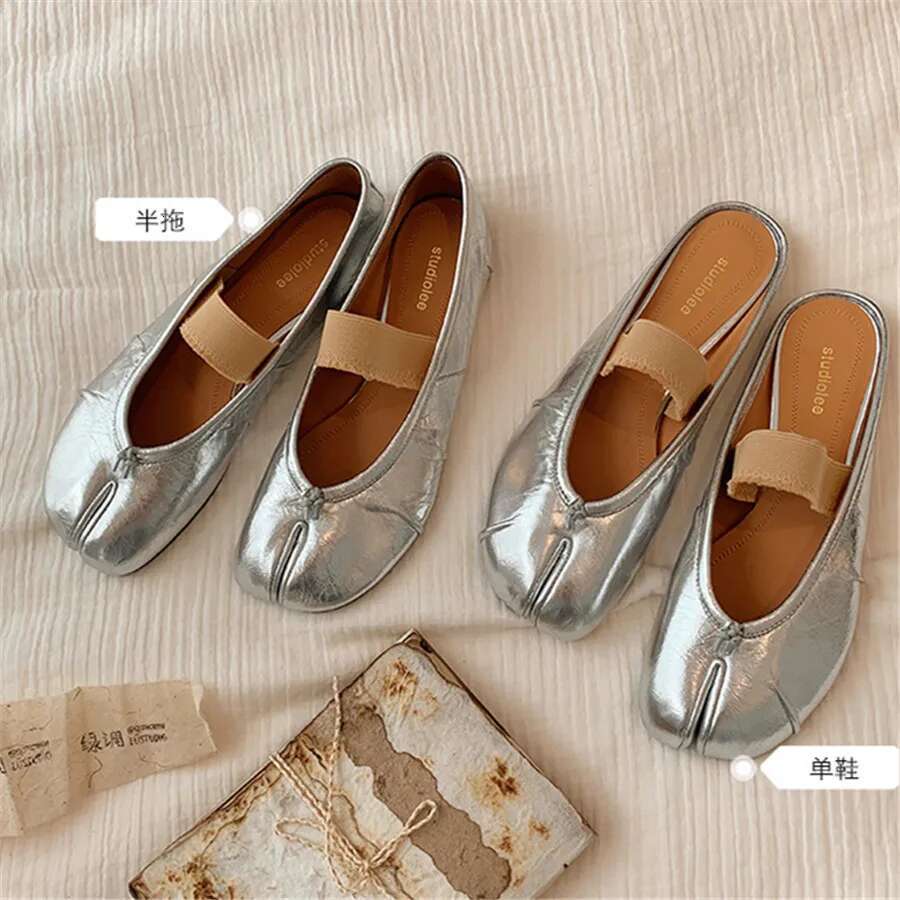 2025 New Split Toe Women Ballet Flats Retro Tabi Shoes Casual Elastic Band Loafers Ladies Espadrilles Lazy Atillas Mujer
