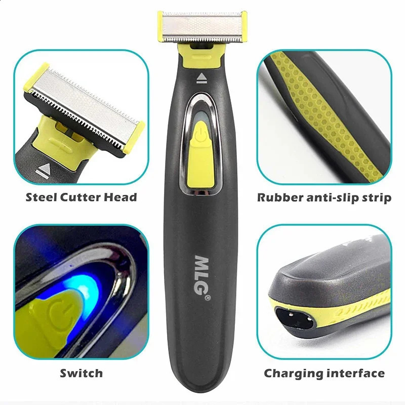 MLG Electric Shaver For Men and Women Portable Full Body Trimmer USB T Shaped Blade Razor For Beard Armpit For Washable 250303