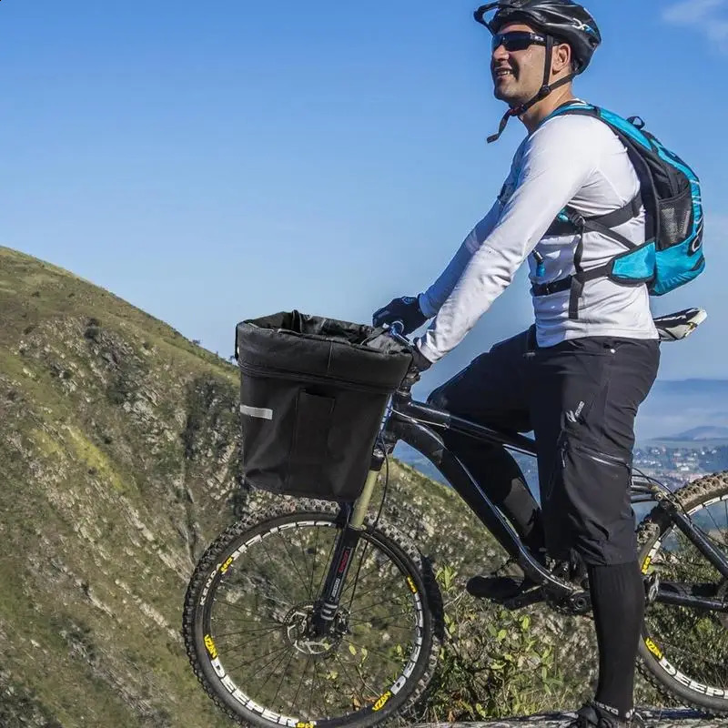 Ship from US Mountain Bike Basket Bicycle Pet Quick Release Easy Install Detachable Cycling Bag Picnic Shopping Grilling 250228FBB