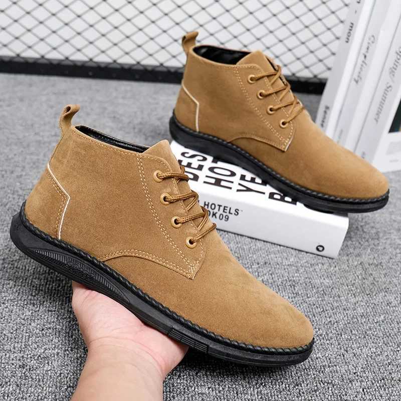 Mens shoes luxury suede mens Chelsea boots 2024 new comfortable lace ankle boots outdoor casual high-quality mens boots Z250303