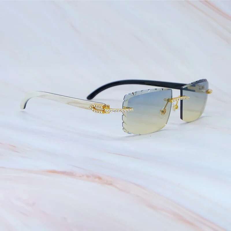 Moissanite Genuine Buffalo Sunglasses Dia Cut Natural Horn Desinger Sun Glasses Carter Mens Decoration 012