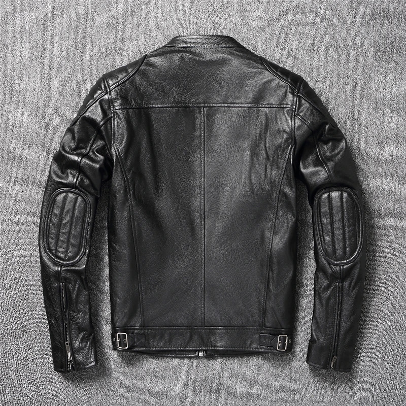 Leather Jacket Top Layer 100% Cowhide Clothes Mens Stand Collar Motorcycle Autumn Winter Plus Size w250210