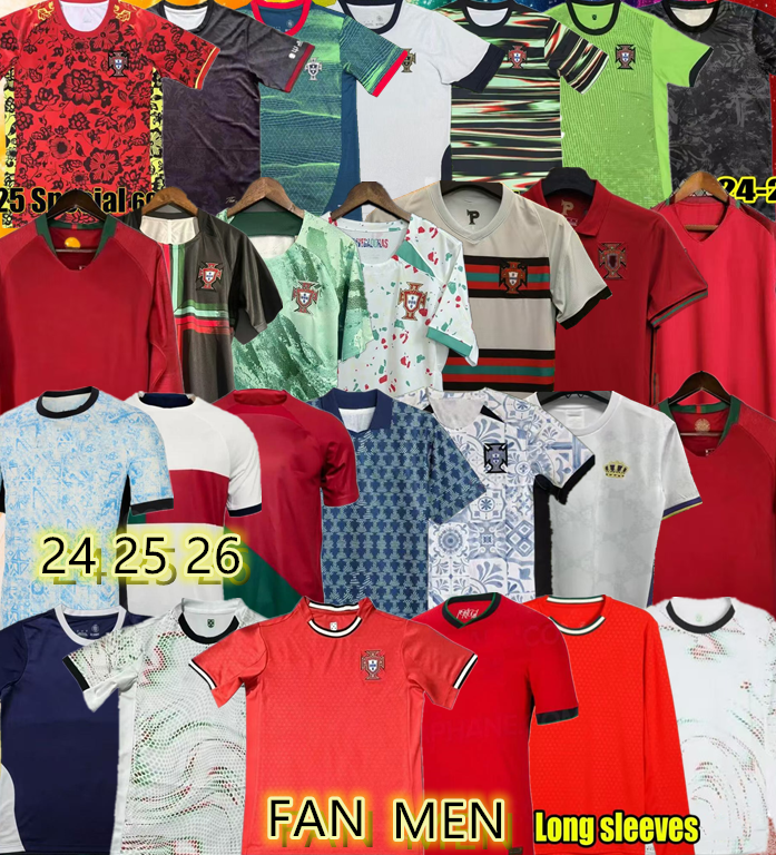 16 18 19 20 21 22 23 24 25 26 portugal soccer jerseys 2018 2019 2020 2021 2022 2023 2024 2025 2026 RONALDO BRUNO FERNANDES JOAO FELIX RUBEN DIAS Long sleeves football shirt