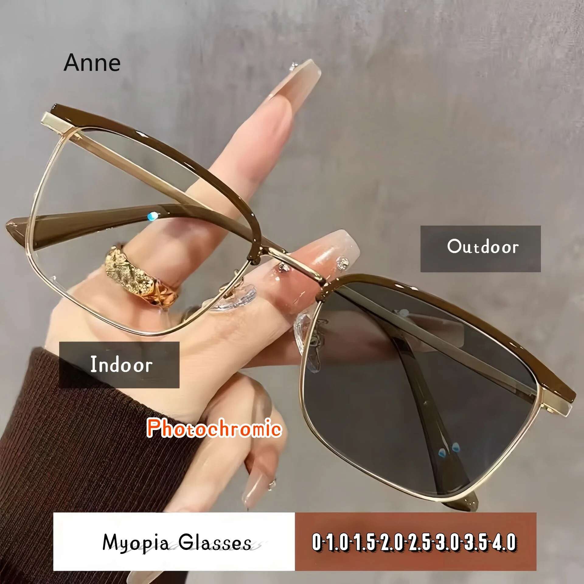 Smart Color Changing Mya Sunglasses Unisex Photochromic Near Sight Eyeglasses Finished Prescription Minus Glasses Diopter