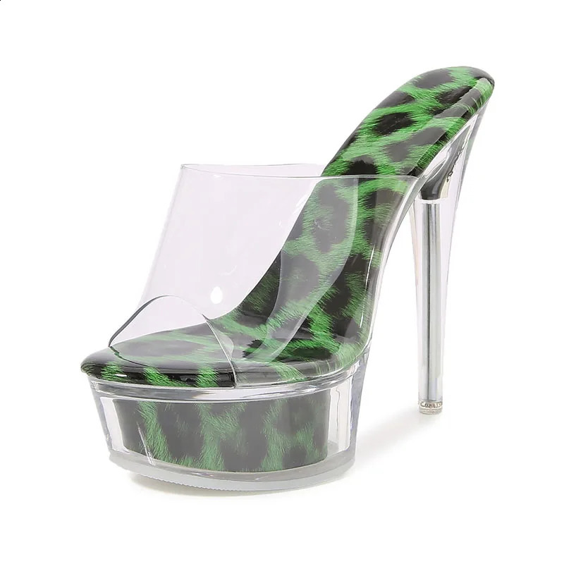Leopard CRYSTAL Platform Slippers Women High Heels Sandals Sexy Custom Banquet Catwalk Slide Shoes Woman Big Size 42 43 WSH5037 250228