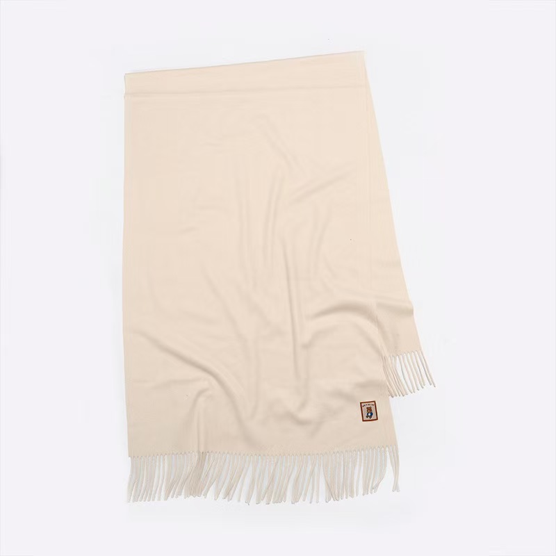 K039 100% wool blended high quality soft waxy solid color scarf for women simple thickened bear cloth label shawl warm neck scarf
