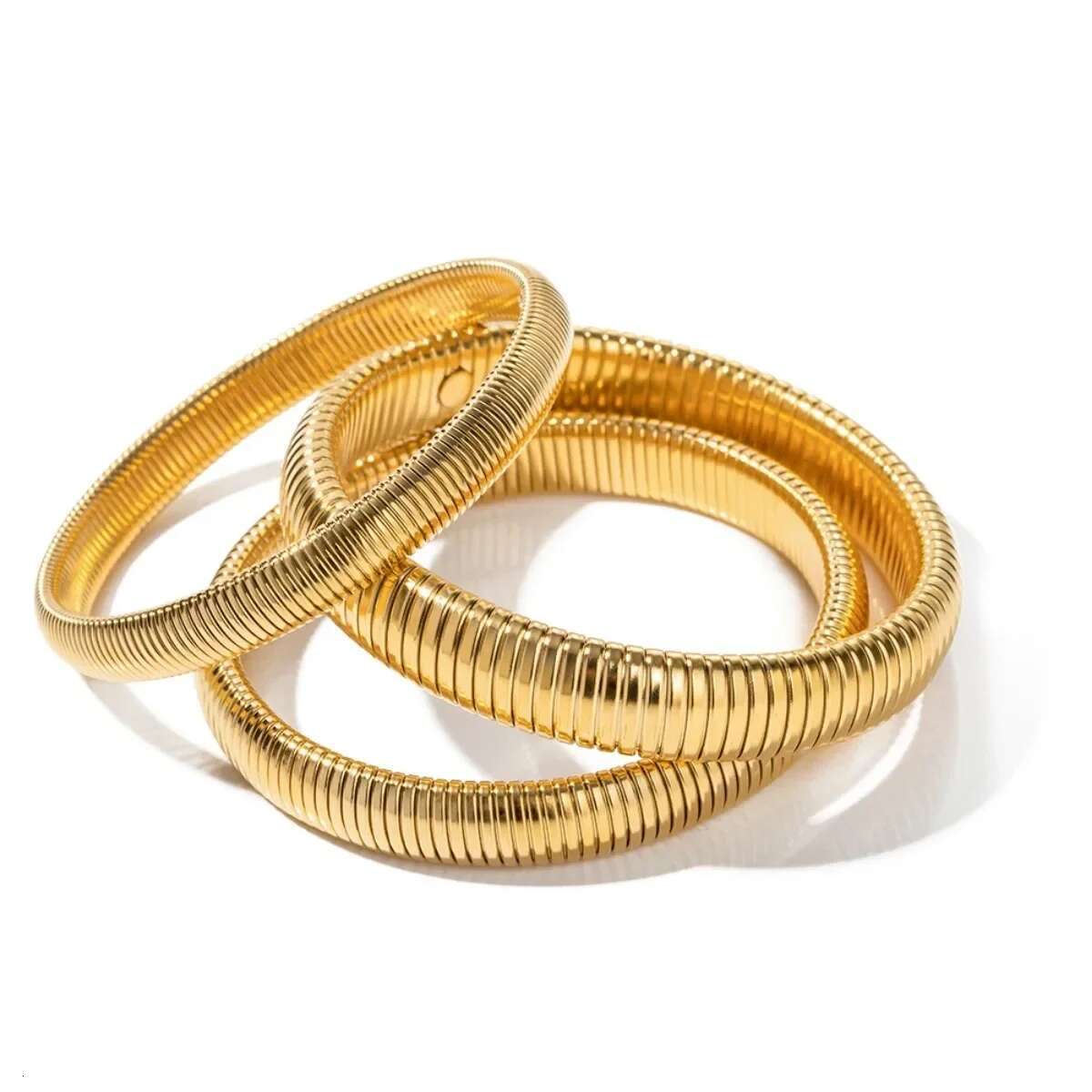Stainless Steel Texture Flex Snake Chain Cuff Gold Plated Wide Bracelet Bangle Fashion Jewelry Women Gifts