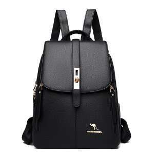 2025 New Casual for Women Korean Edition Fashion Women's Backpack Commuter Simple Black Large Capacity Bag